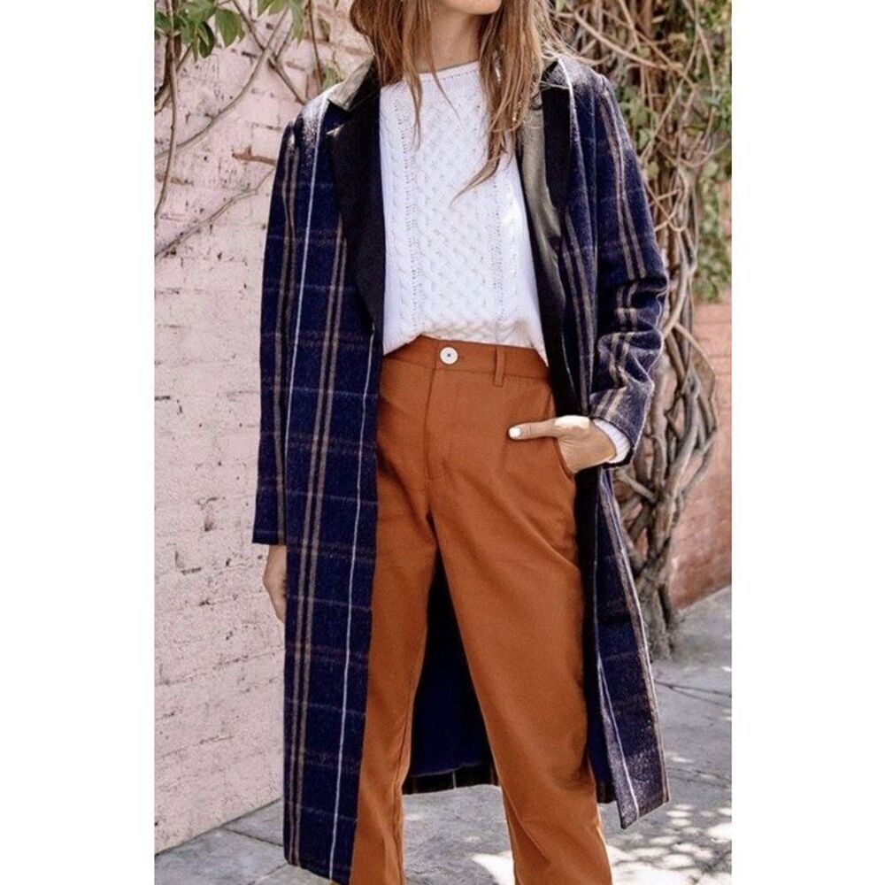Amour Vert Kaylyn Wool Blend Plaid Coat Size XS  Preppy Old Money NWT